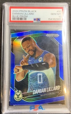 2024-25 Panini Prizm Black Damian Lillard #91 Blue Prizm /199 PSA 10 Bucks