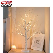 Artificial Tree for Christmas Decorations, 2FT Birch Tree with LED Lights, Warm