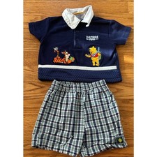 Vintage Disney 2000 Winnie The Pooh Polo Shorts Outfit 3-6 Month Embroidered Y2K