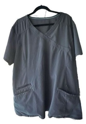 Scrubstar Women's Pewter Mock Wrap Scrub Top Size 3XL