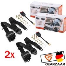 2x 3 Punkt Automatikgurt Sicherheitsgurt Schwarz m Gurtpeitsche mit E Prüfung DE
