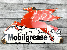 VINTAGE MOBIL MOBILGREASE RED PEGASUS MOBILOIL GASOLINE PORCELAIN OIL GAS SIGN