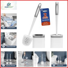 Toilet Brush and Holder Set, Space Saving, 2 Pack, White  Bathroom Accessori...