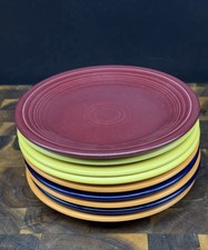 "Fiesta HLC 7" Salad Dessert Plates Lot of 9, Mixed Colors Rainbow, Lead Free"