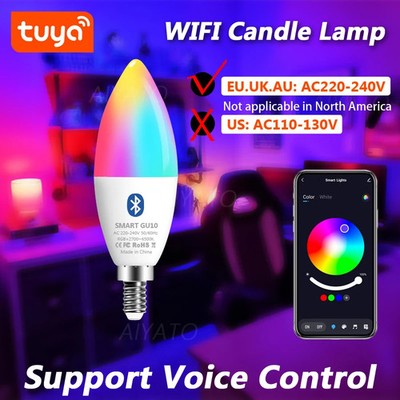 Tuya E14 Candle Lamps APP Control Smart Bulb Bluetooth WIFI RGB 220V LED