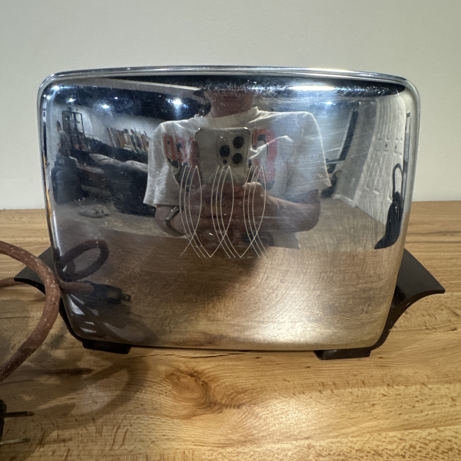 VTG Toastmaster 1B16 Super Deluxe 2 Slot Toaster Chrome 1950's Gold Brass Plate