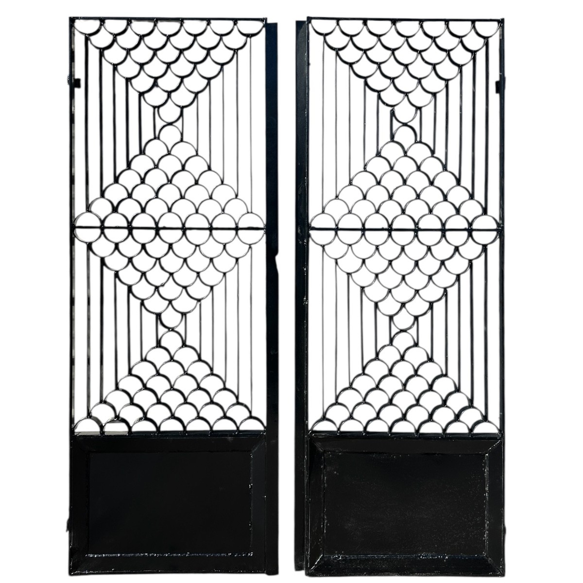 Restored & Powder-Coated Antique Art Deco Wrought Iron Gate Pair