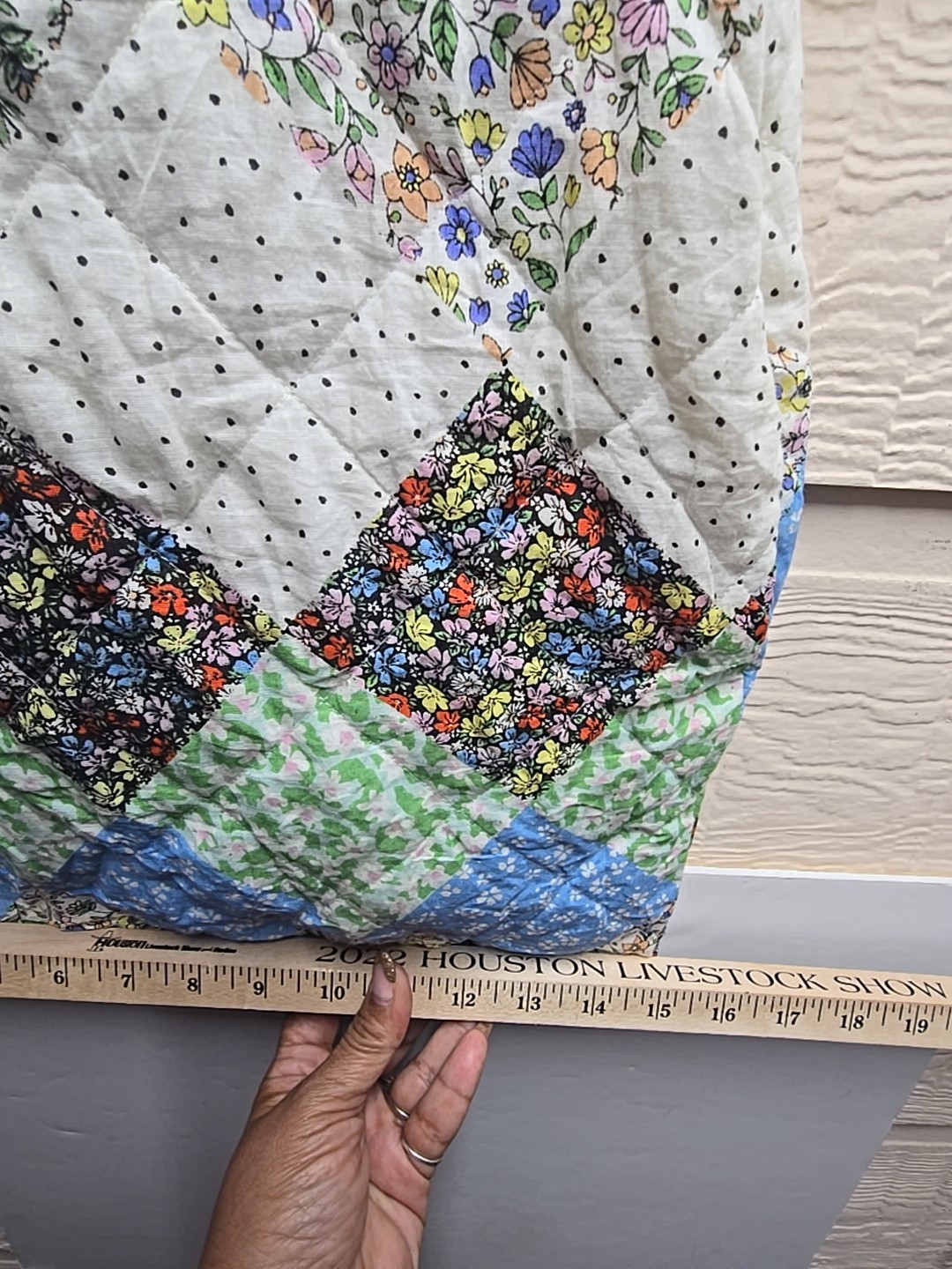 Multicolor Quilt Patchwork Print  Puff Sleeve Dre… - image 11