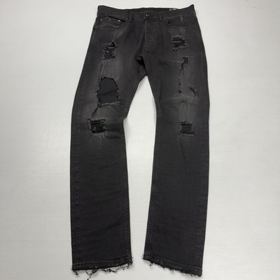 Vtg Diesel Tepphar Slim Carrot Fit Ripped Button Fly Jeans 30 Black Skinny Punk