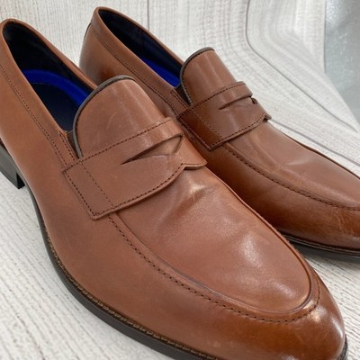 Johnston & Murphy Penny Loafers Mens 10M Brown Calfskin Leather Dress Shoes