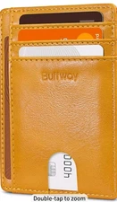 Buffway Slim Minimalist Front Pocket RFID Blocking Leather Wallets for Men and W