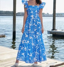 London Times NEW Sz 20W Reformation Floral Tiered Square-Neck Ruffled Maxi Dress