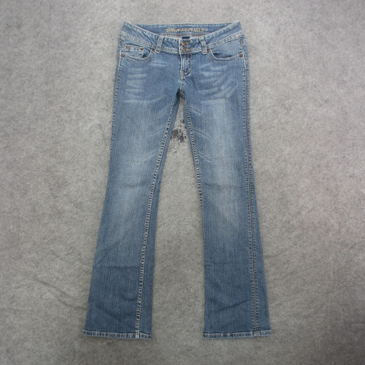 Blue Asphalt Jeans Womens 7/8 Blue Bootcut Low Rise Stretch Double 