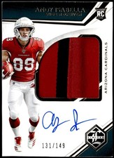2019 Panini Limited #161 Andy Isabella #/149 Rookie Patch Auto On Card. rookie card picture