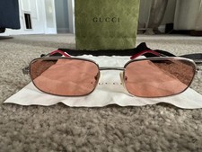 Gucci GG1457S Sunglasses Silver  Red Lenses 