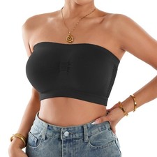 Strapless Bandeau Bra Breathable Mesh Wireless Push Up Anti Slip Tube Top Bra