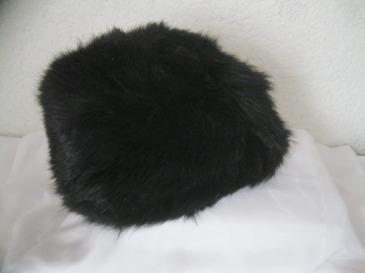 Alte Damen Kappe Mütze Pelzmütze Vintage schwarz Pelzhaube Pelzkappe Herren 55