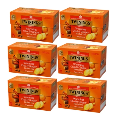 6 x thé au gingembre à base de plantes Twinings Chai 20 sachets épicés sans... - Photo 1/2