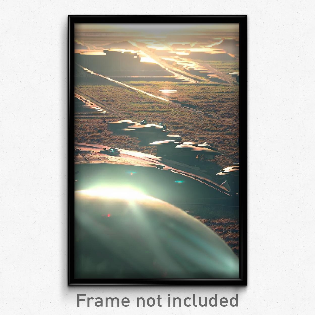 Pixel Art Poster - Metallic Plains (8 Bit Psychedelic Trippy Video Game Print)