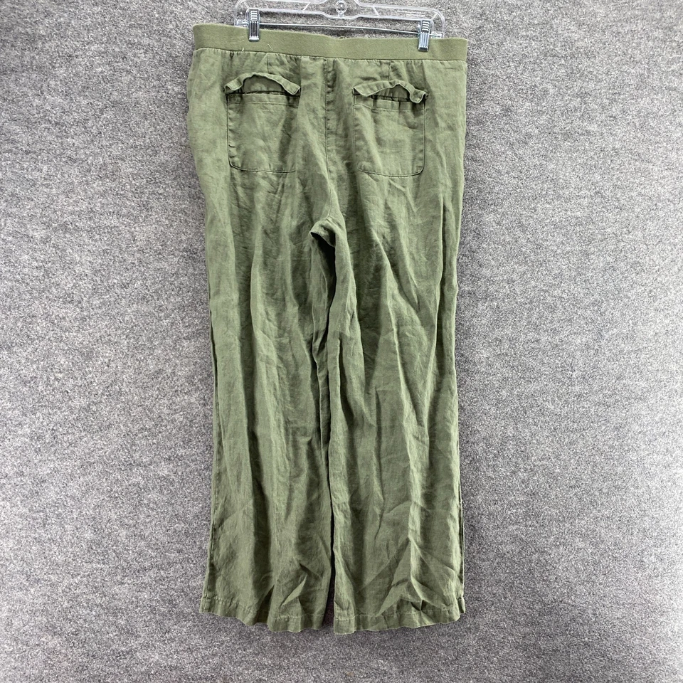 JM Collection 女式 14 绿色高腰平底斜纹布亚麻口袋 — 第 2/4 张图片