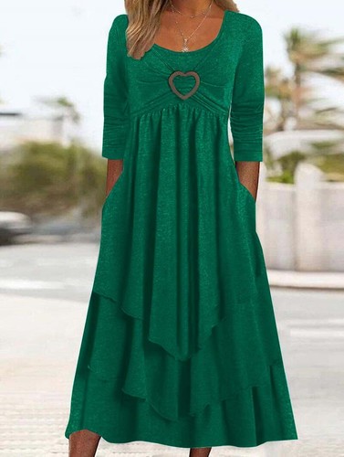 UK Women's Ruffles Tiered Long Pockets Party Casual Heart Kaftan Dress PLUS SIZE - Picture 13 of 18