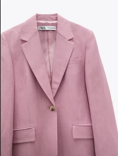 ZARA PINK STRAIGHT FIT LINEN BLEND BLAZER LIMITED EDITION SIZE XS