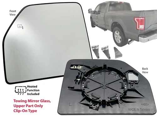 Driver Side Upper Heated Towing Mirror Glass for 2015-2022 F-150 & Super Duty