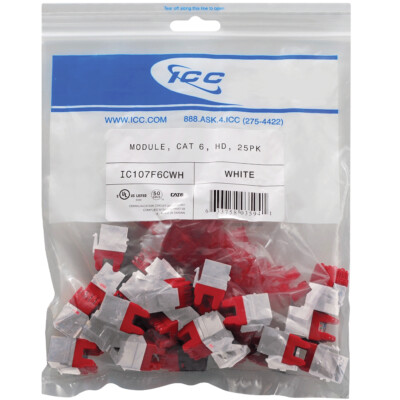 IC107F6CWH Cat6 HD Module - 25 Pack (White) by ICC