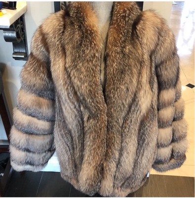 Real Crystal Fox Fur Jacket Coat Spiral Sleeves Soft And Fluffy Jacket M/L