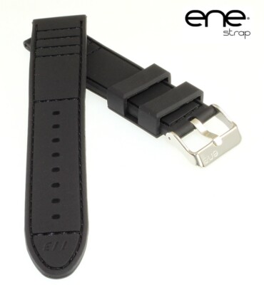 Premium ene strap Silikon Uhrenarmband Modell 113 schwarz 24 mm