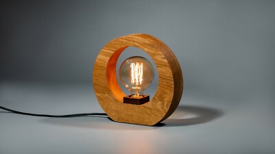 Wooden Bedside table night lamp Edison for nursery kids Retro Loft Home Decor
