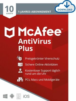 McAfee Antivirus Plus  2026   1 / 3 / 5 /10 Geräte 1 Jahr   per E- Mail