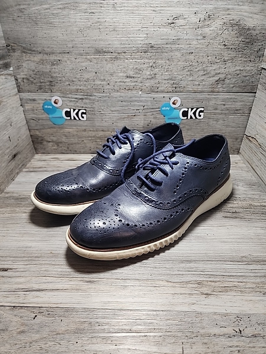 Cole Haan 2.Zerogrand Wing Ox Shoes Men 11 M Navy Leather Ivory Casual Cole Haan 2.Zerogrand Wing Oxford SKU: 9806455 - YouTube main image 2