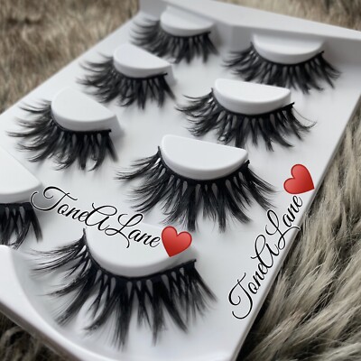 US SELLER | 4x Mink Lashes Eyelashes 3D WISPY Eyelash Extension Makeup Fur fluff