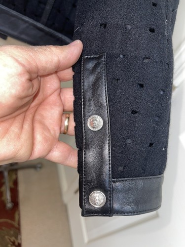 Versace Versus Women’s Black Leather Wool Jacket Motorcycle Sz 42 Barely Worn - Picture 6 of 10