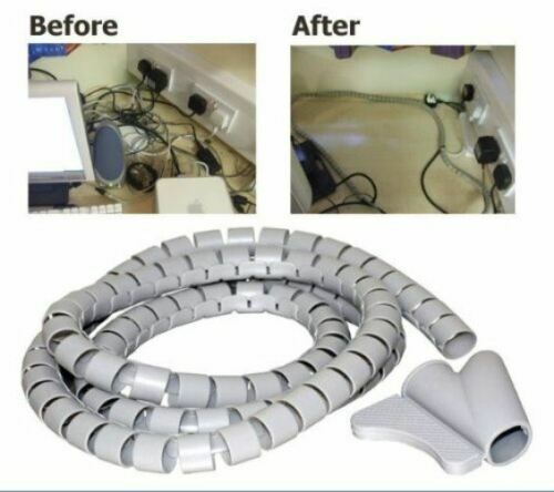 Cable Wire For TV 2-Pack Grey Spiral Cable Wrap - 2 Meters Each