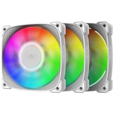 3x - Geometric Future - Squarma 2505W - RGB PWM - 120mm PC Gehäuse Lüfter, weiß