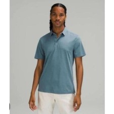 Lululemon Men's Evolution Heathered Blue Short Sleeve Polo Shirt- Size Small