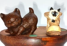 Vintage 1.75" Resin  "Siamese Cat Kitten In a Boot" and "Playful  Brown Kitten"
