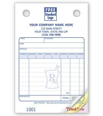 1000 Pharmacy Register Forms - Small Classic  - 3 Part / Nebs Deluxe No. 606