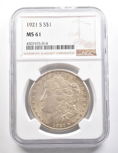 1921-S Morgan Silver Dollar MS61 NGC *3732