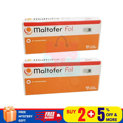 2 X Original MALTOFER FOL CHEWABLE TABLETS 30'S  For Iron Deficiency