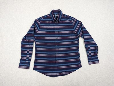 Mizzen Main Shirt Mens Large Blue Striped Trim Stretch Performance Golf Sports