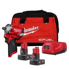 Image of Milwaukee M12FIWF12-402B FUEL 1/2" Compact Brushless Impact Wrench Kit 2X 4.0Ah