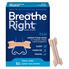 Breathe Right Nasal Strips, Large, Relieves Nasal Congestion, Tan, 30 ct