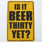 vintage antique happy hour old tin metal pub WALL SIGN new -  IS IT BEER 30 YET?