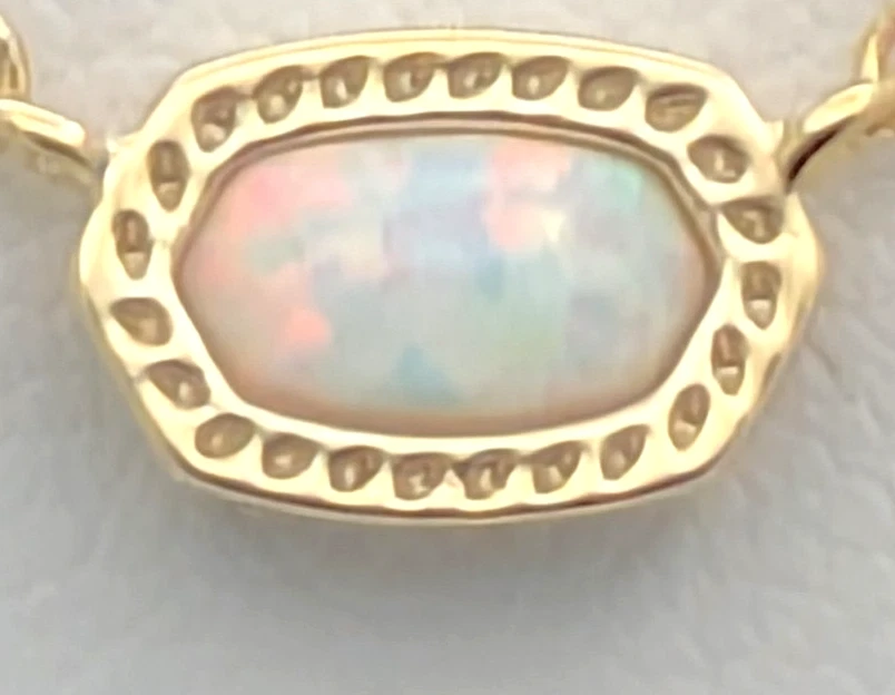 Mini colar pingente de opala Kendra Scott ajustável banhado a ouro e cultivado em laboratório com DB - Imagem 2 de 4