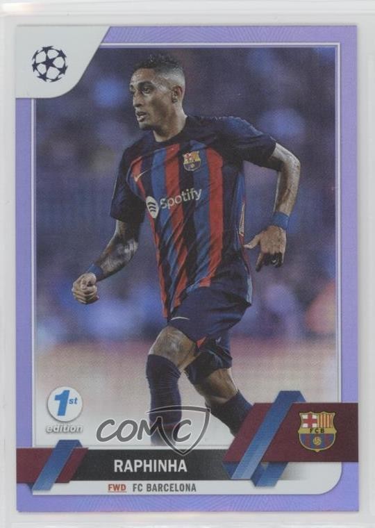 2022 Topps UEFA Club Competitions 1st Edition Purple Foil 8/30 Raphinha #164 1u4