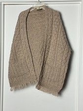 Carraig Donn Cardigan Medium Merino Wool Cable Knit Sweater Shawl Collar