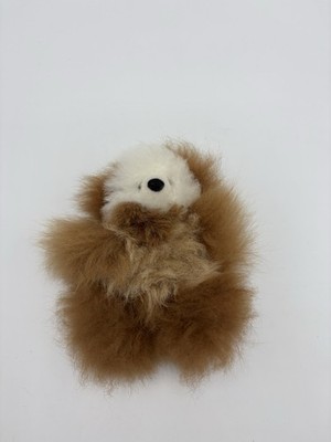 Real Alpaca Fur Teddy Bear Fluffy Super Soft Handmade 7  Brown/white